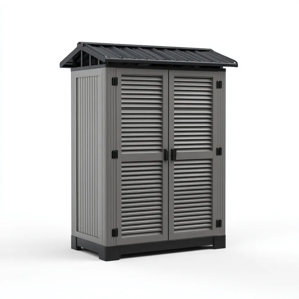 Armoire de rangement extérieure en résine 180x90x50 cm – Gris – Moderne