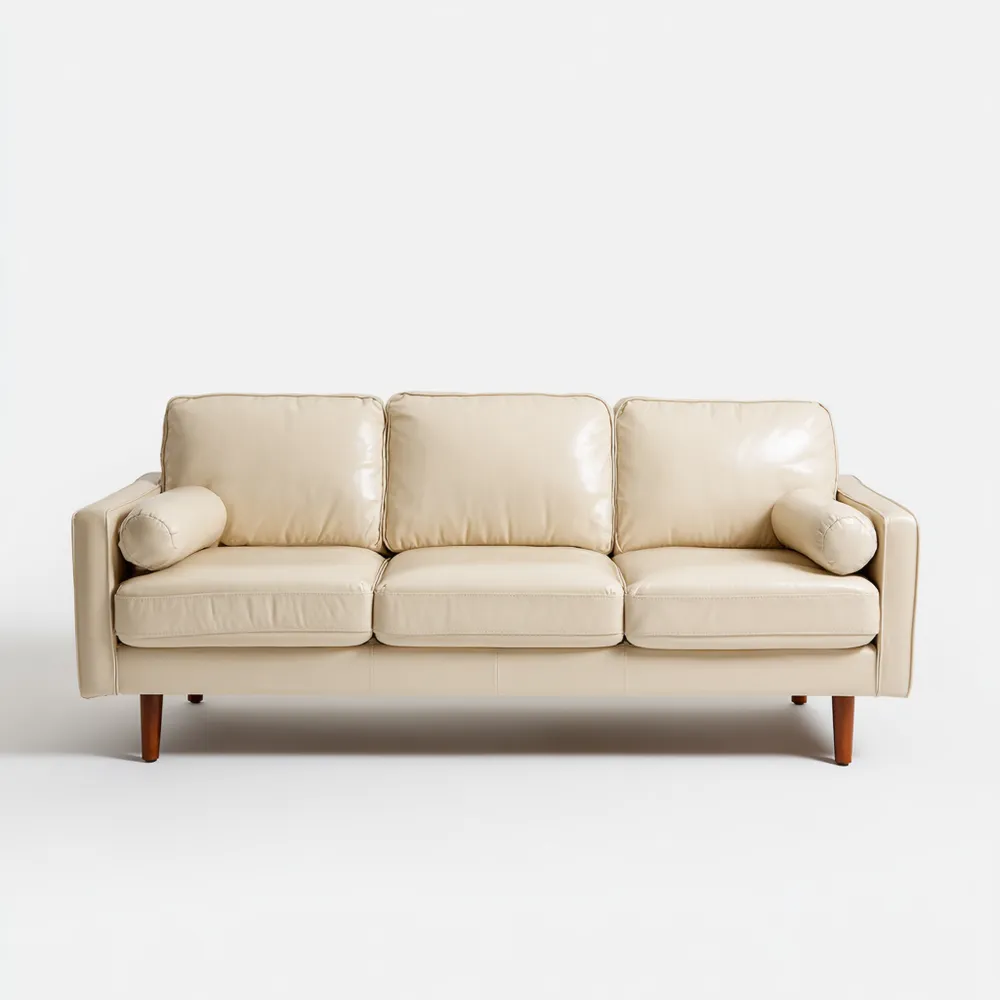 Canapé 3 places en cuir 200x85x75 cm - Beige - Design moderne
