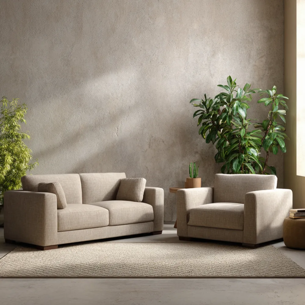 Ensemble de canapés Tissu Beige Design Contemporain 160x85x75 cm