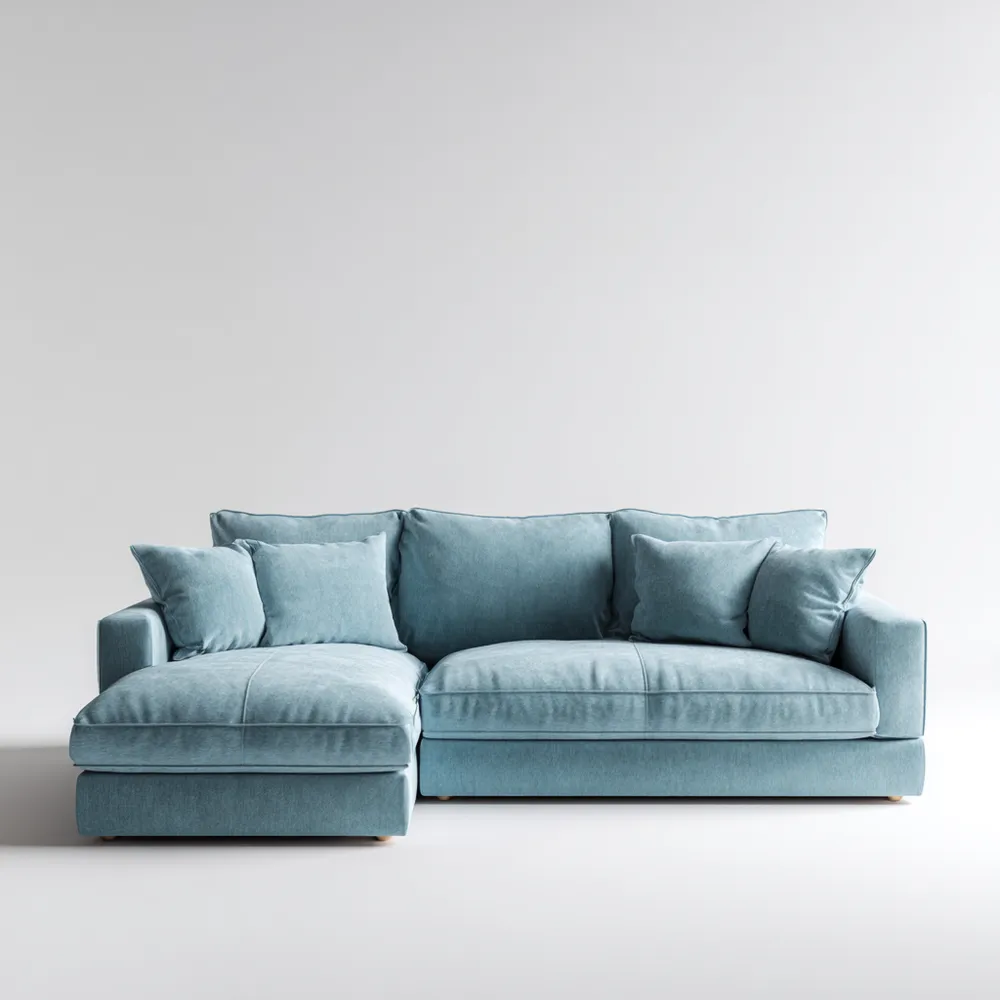 Canapé d'angle tissu 250x150x85 cm – Bleu – Design moderne