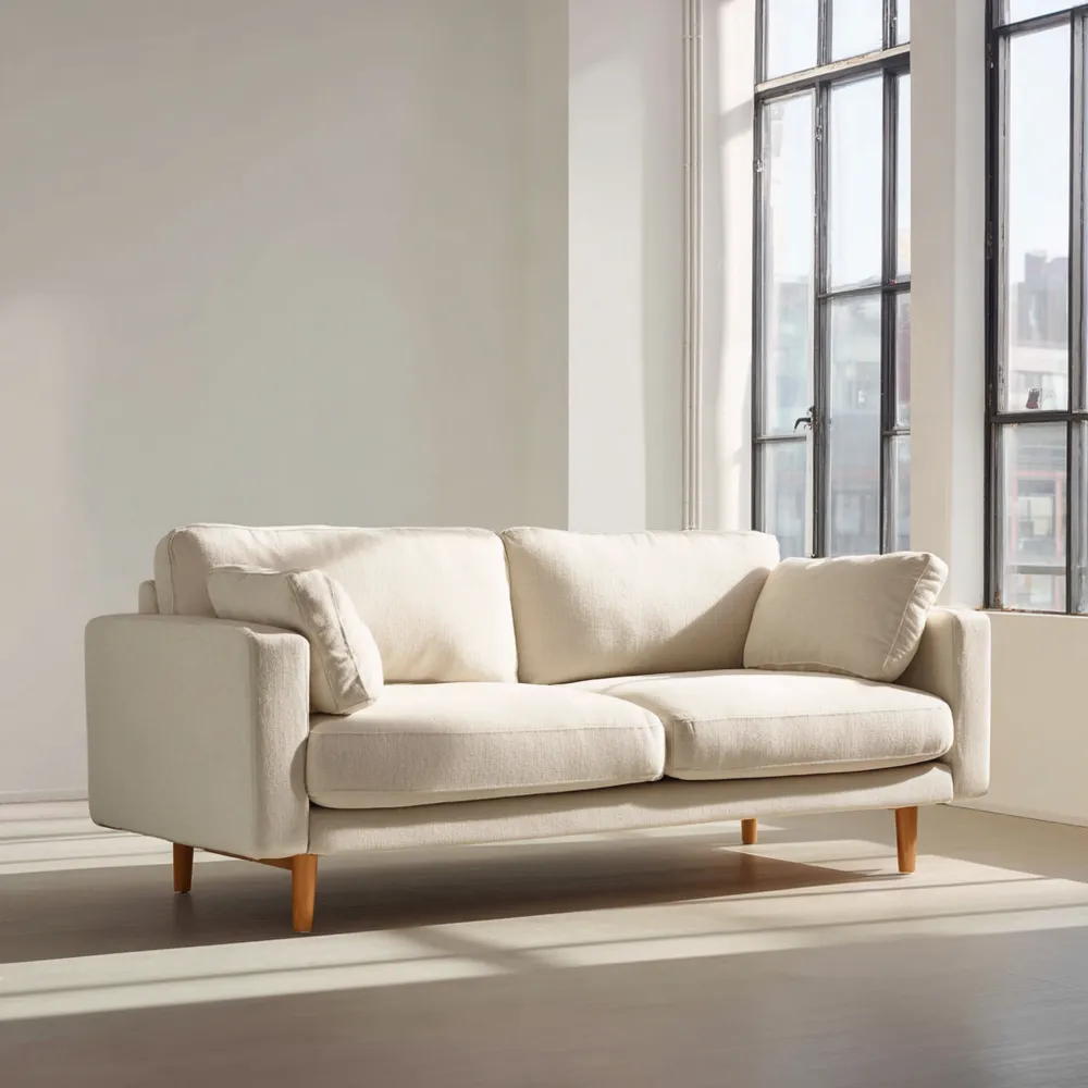 Canapé 2 places Tissu 150x85x75 cm - Beige - Design Moderne