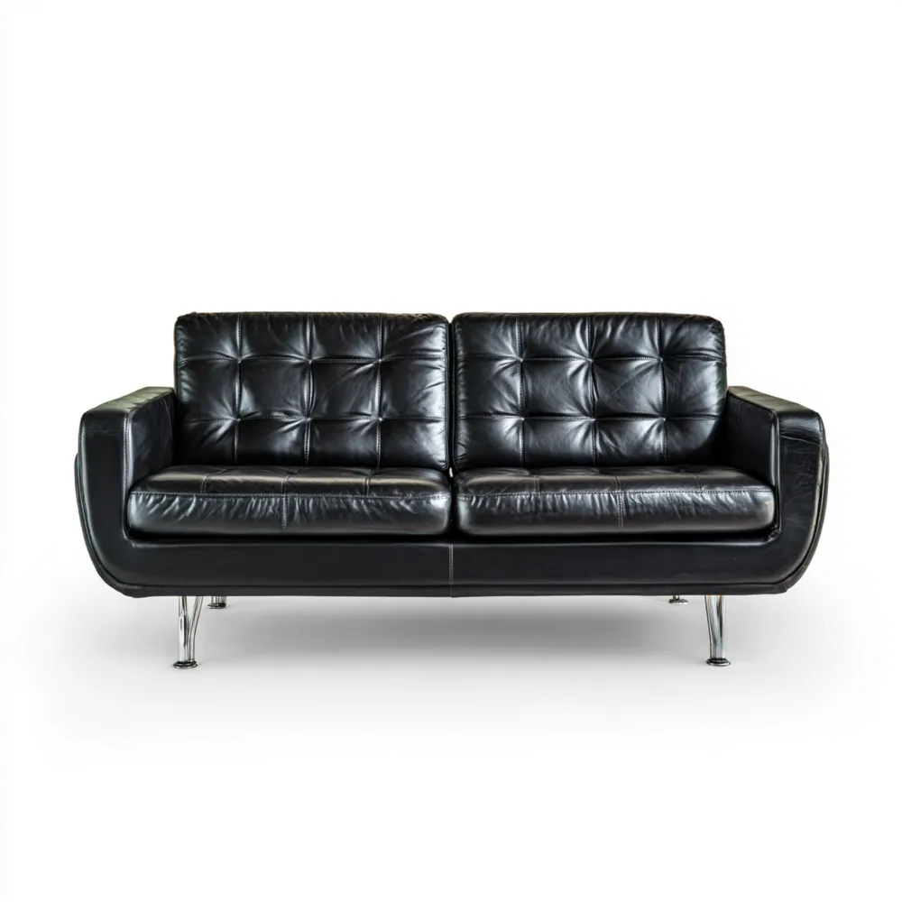 Canapé 2 places en cuir 150x85x80 cm - Noir - Design Contemporain