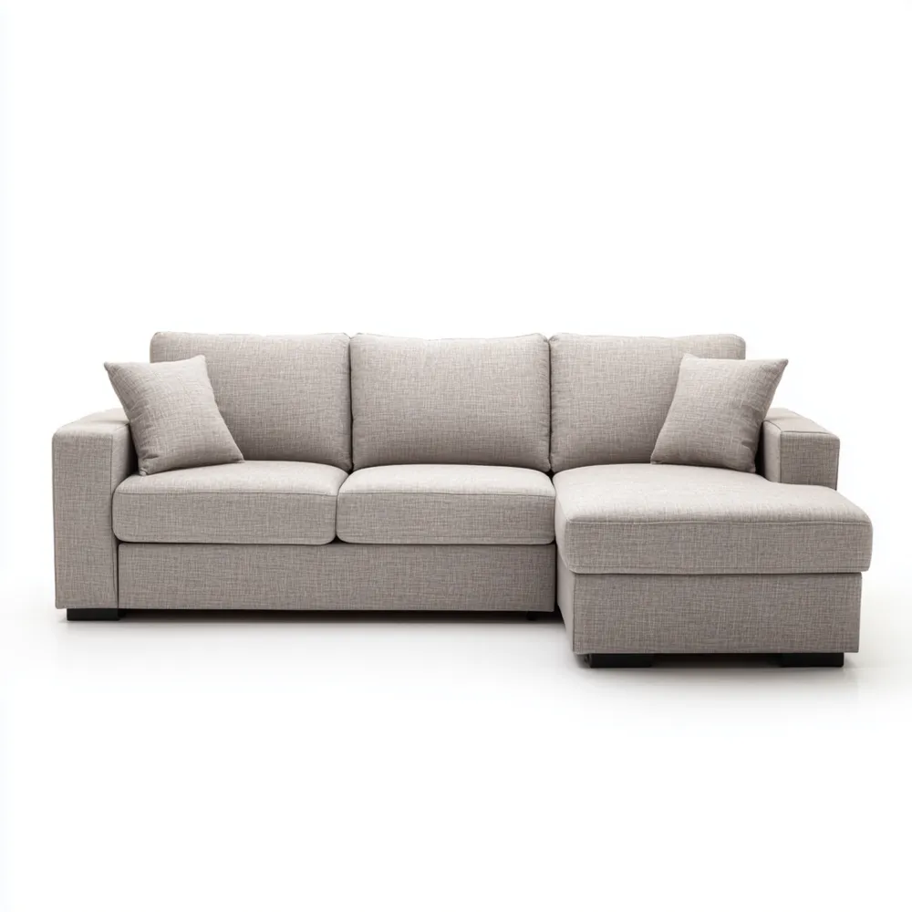 Canapé d'angle tissu 250x150x85 cm – Gris clair – Design moderne