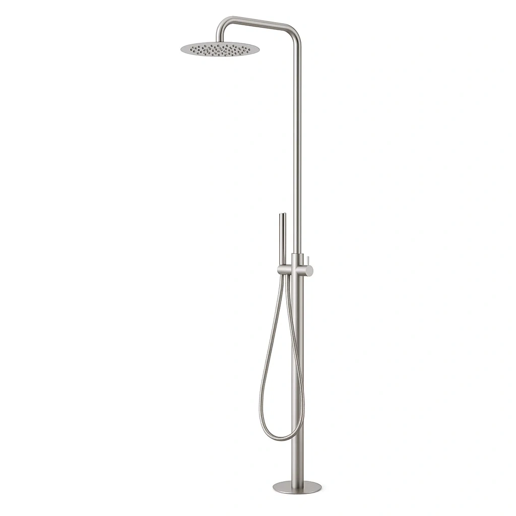 Doccia da esterno in acciaio inossidabile con soffione rotondo-LUXESHACKZZ