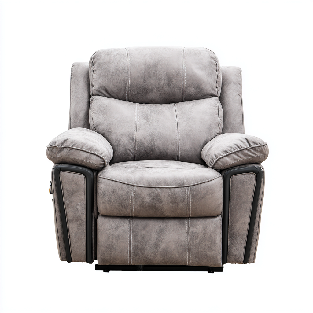 Fauteuil Relax Cuir Synthétique 93x90x103 Cm - Gris Clair - Adapté Au Salon - Design Confort-Havengetnest