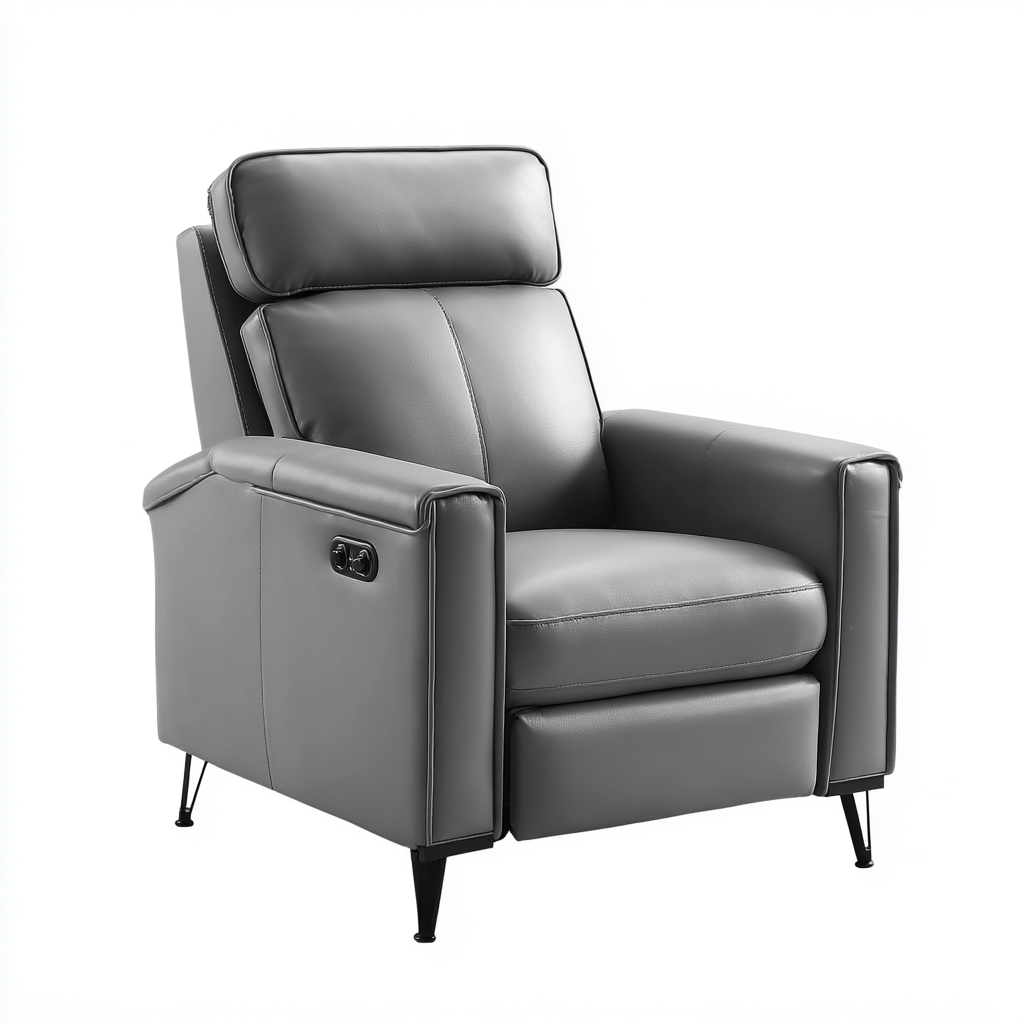 Fauteuil Relax Similicuir 88x92x104 Cm - Gris - Adapté Pour Salon - Style Moderne-Havengetnest
