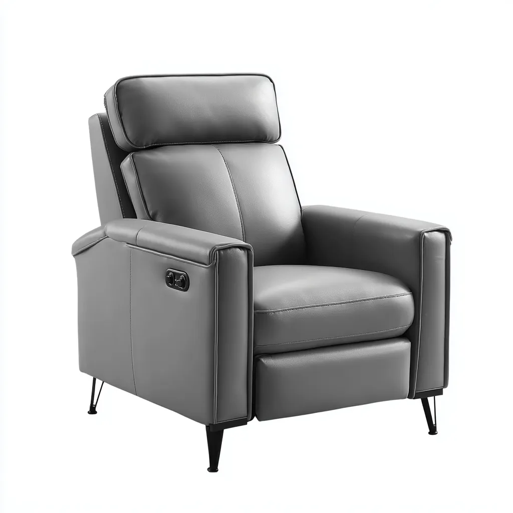 Fauteuil Relax Similicuir 88x92x104 Cm - Gris - Adapté Pour Salon - Style Moderne-Havengetnest