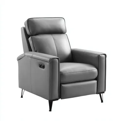 Fauteuil Relax Similicuir 88x92x104 Cm - Gris - Adapté Pour Salon - Style Moderne-Havengetnest