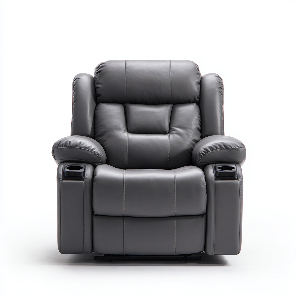 Fauteuil Relax Cuir Synthétique 95x92x104 Cm - Gris Foncé - Adapté Au Salon - Design Confort-Havengetnest