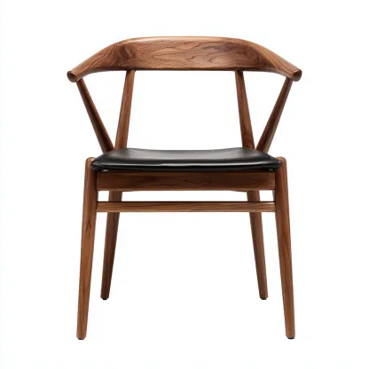 Chaise De Salle À Manger-Bois Et Simili Cuir-48X51X78 Cm-Noir-Noyer-Design Contemporain-Havengetnest