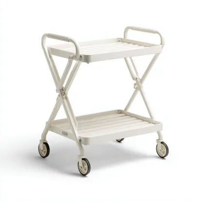 Dessertes Et Chariots Métal Pliante 60x45x85 Cm - Blanc - Adaptée Pour Cuisine-Salon - Design Fonctionnel-Havengetnest