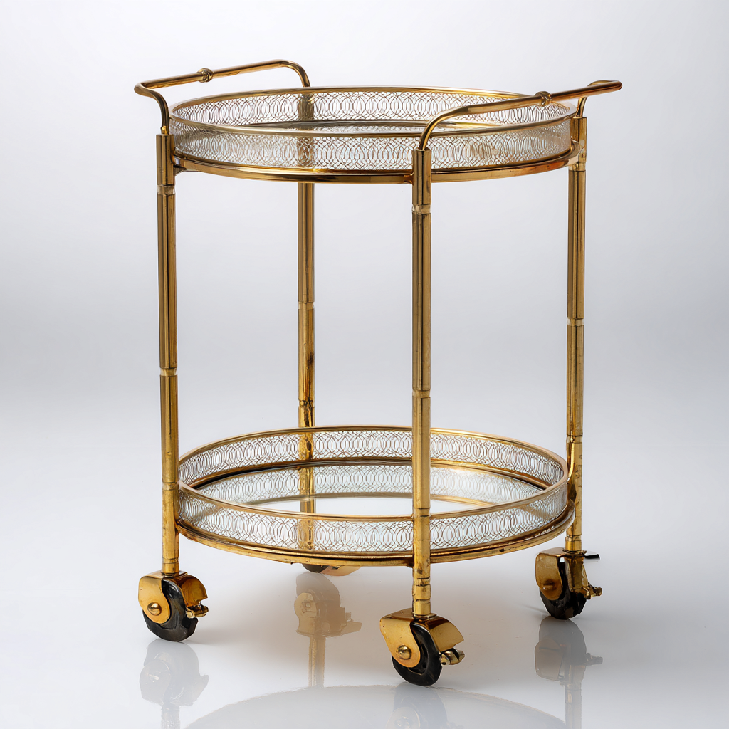 Dessertes Et Chariots Métal Doré Et Verre 55x55x82 Cm - Doré-Transparent - Adaptée Pour Salon - Design Classique-Havengetnest