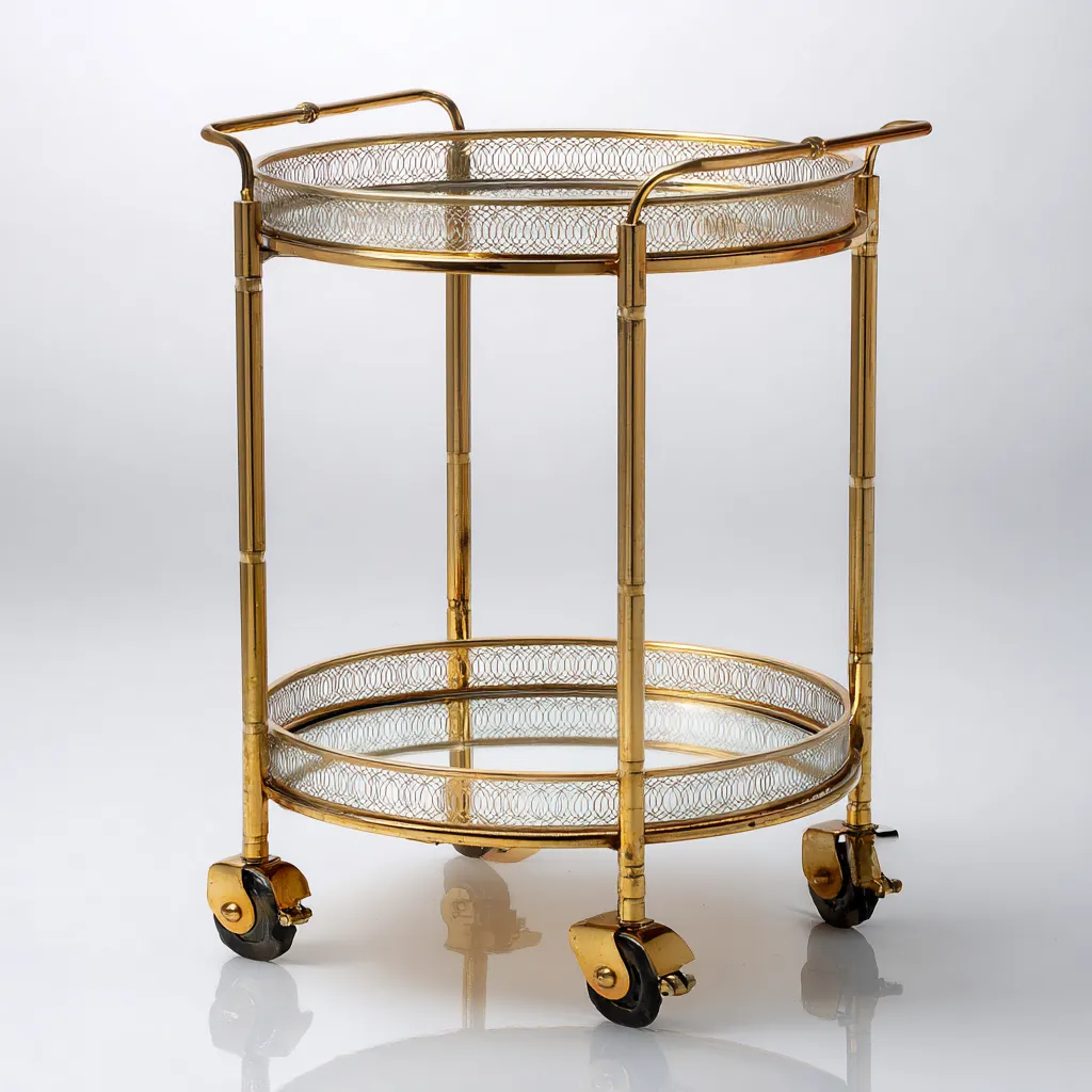 Dessertes Et Chariots Métal Doré Et Verre 55x55x82 Cm - Doré-Transparent - Adaptée Pour Salon - Design Classique-Havengetnest