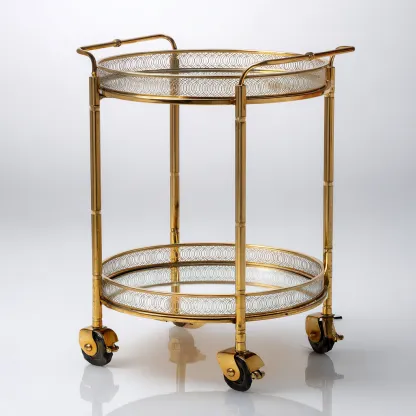 Dessertes Et Chariots Métal Doré Et Verre 55x55x82 Cm - Doré-Transparent - Adaptée Pour Salon - Design Classique-Havengetnest