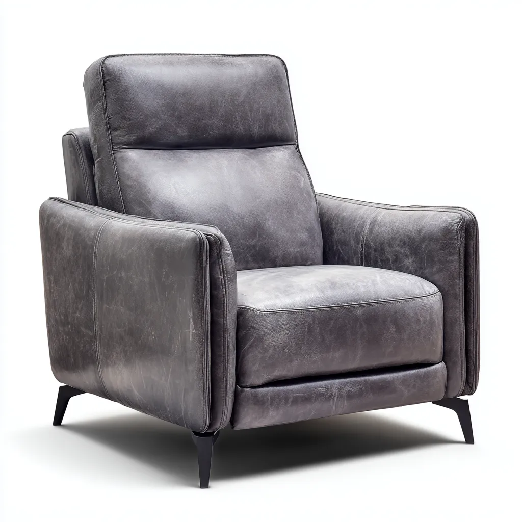 Fauteuil Relax Cuir Synthétique 91x84x101 Cm - Gris Foncé - Adapté Au Salon - Design Moderne-Havengetnest
