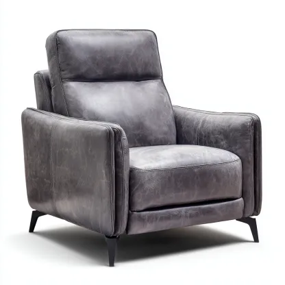 Fauteuil Relax Cuir Synthétique 91x84x101 Cm - Gris Foncé - Adapté Au Salon - Design Moderne-Havengetnest