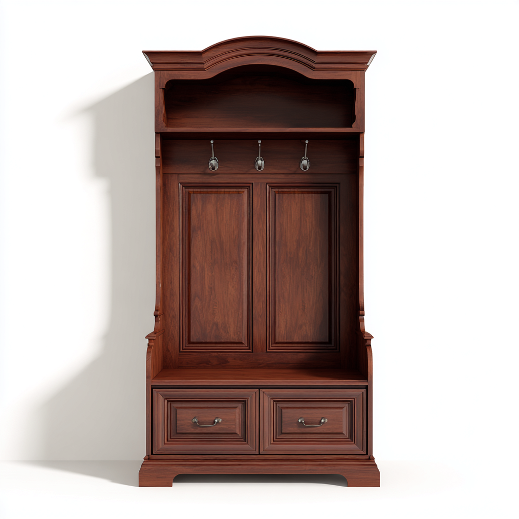 Porte Manteau Bois Massif 90X45X190 Cm - Noyer - Style Classique-Havengetnest