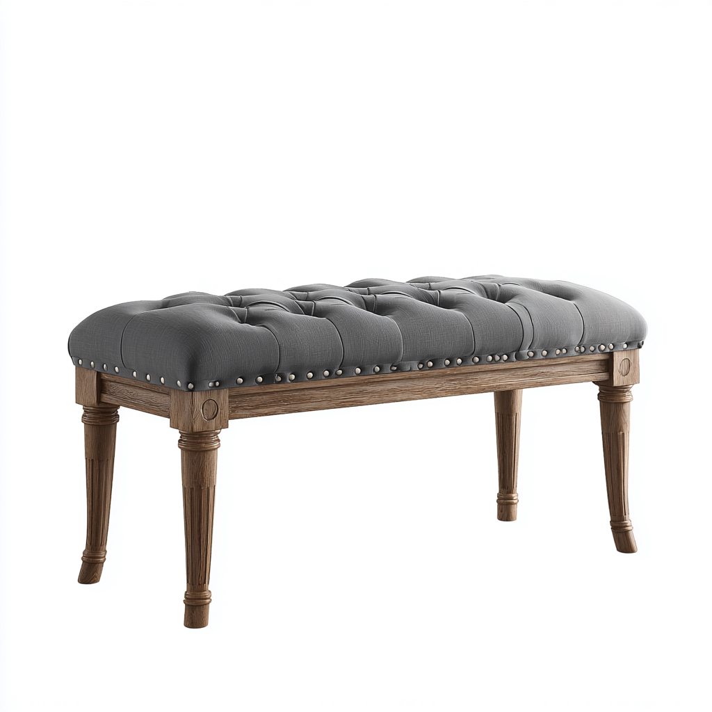 Banc D'Entrée-Tissu-Bois-100X40X45 Cm-Gris-Usage Entrée-Style Classique-Havengetnest
