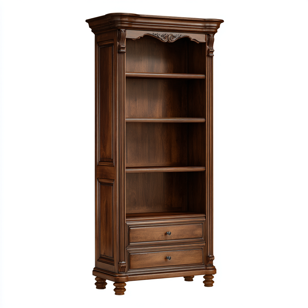 Bibliothèque Bois Massif 190X85X40 Cm - Brun Foncé - Style Classique-Havengetnest