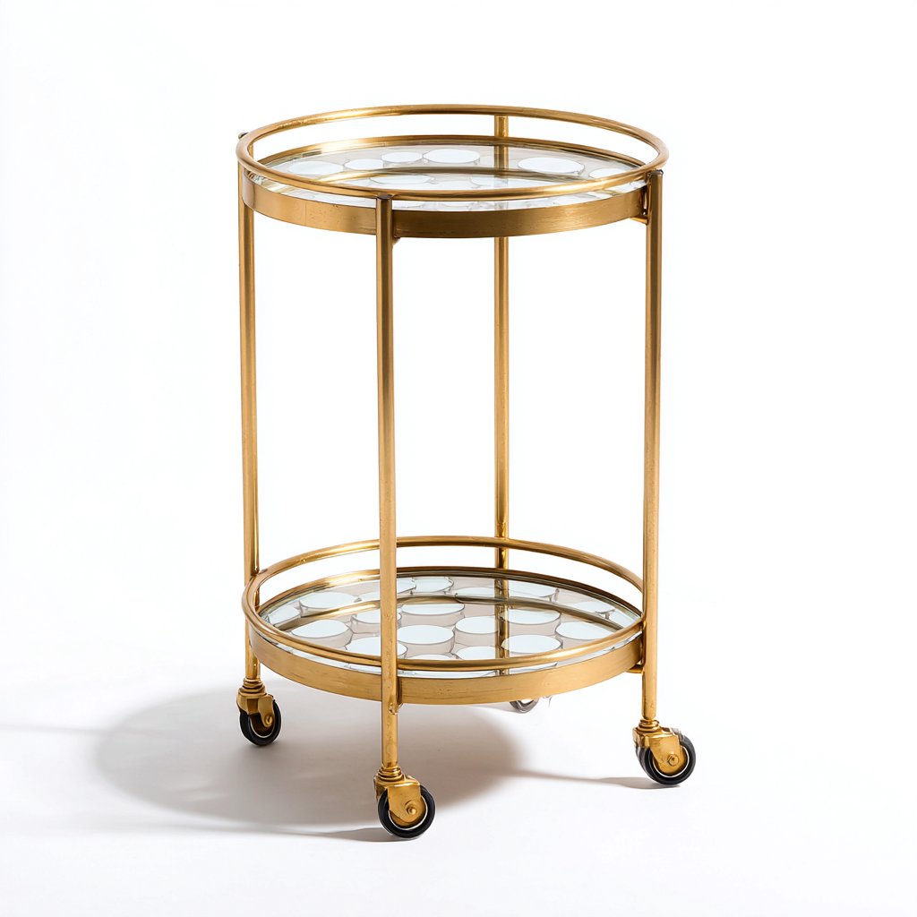 Dessertes Et Chariots Métal Doré Et Verre 50x50x78 Cm - Doré-Transparent - Adaptée Pour Salon - Design Moderne-Havengetnest