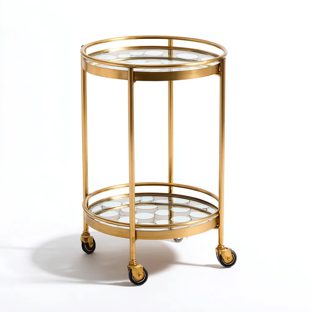 Dessertes Et Chariots Métal Doré Et Verre 50x50x78 Cm - Doré-Transparent - Adaptée Pour Salon - Design Moderne-Havengetnest