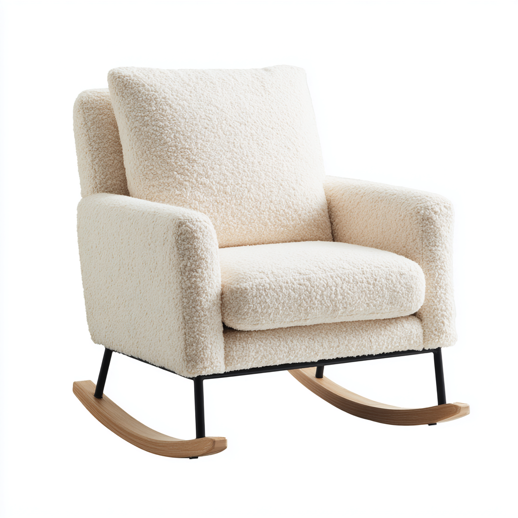 Fauteuil À Bascule Tissu 75x85x95 Cm - Blanc - Adapté Pour Salon - Design Moderne-Havengetnest