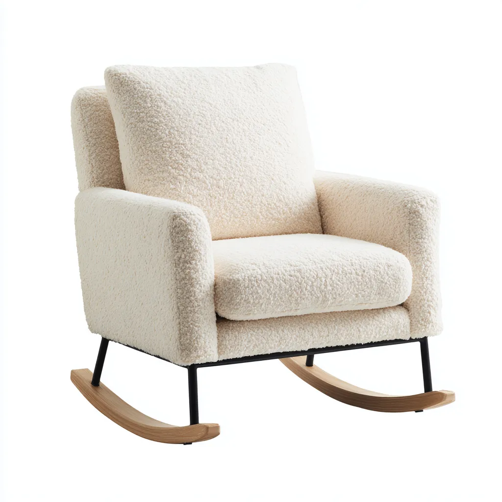 Fauteuil À Bascule Tissu 75x85x95 Cm - Blanc - Adapté Pour Salon - Design Moderne-Havengetnest
