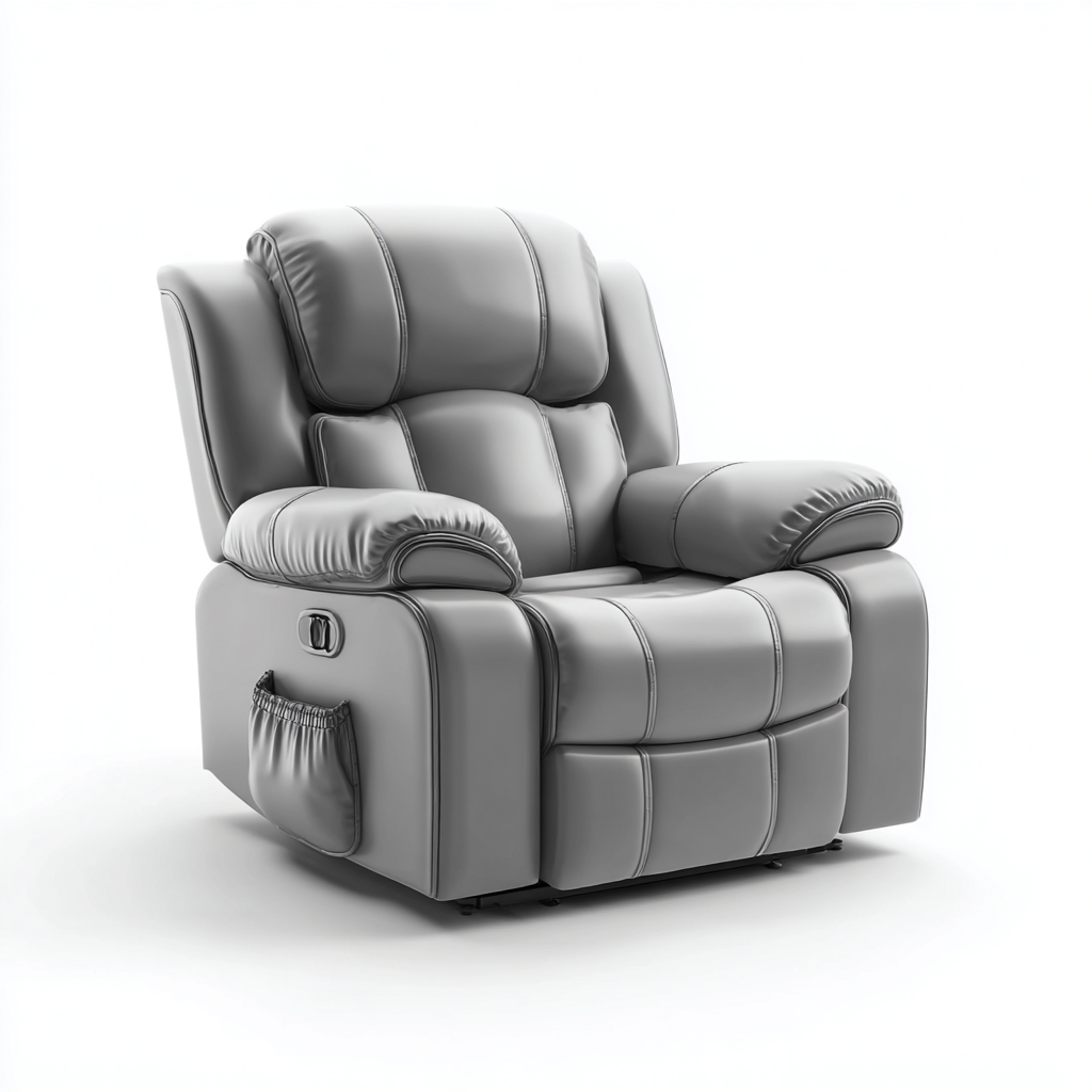 Fauteuil Relax Similicuir 92x97x104 Cm - Gris - Adapté Pour Salon - Style Moderne-Havengetnest