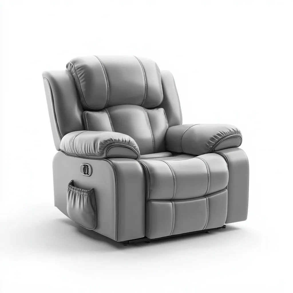 Fauteuil Relax Similicuir 92x97x104 Cm - Gris - Adapté Pour Salon - Style Moderne-Havengetnest