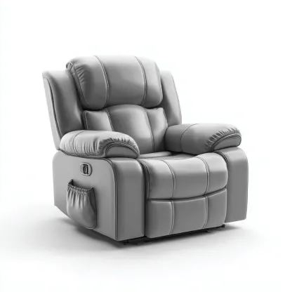 Fauteuil Relax Similicuir 92x97x104 Cm - Gris - Adapté Pour Salon - Style Moderne-Havengetnest