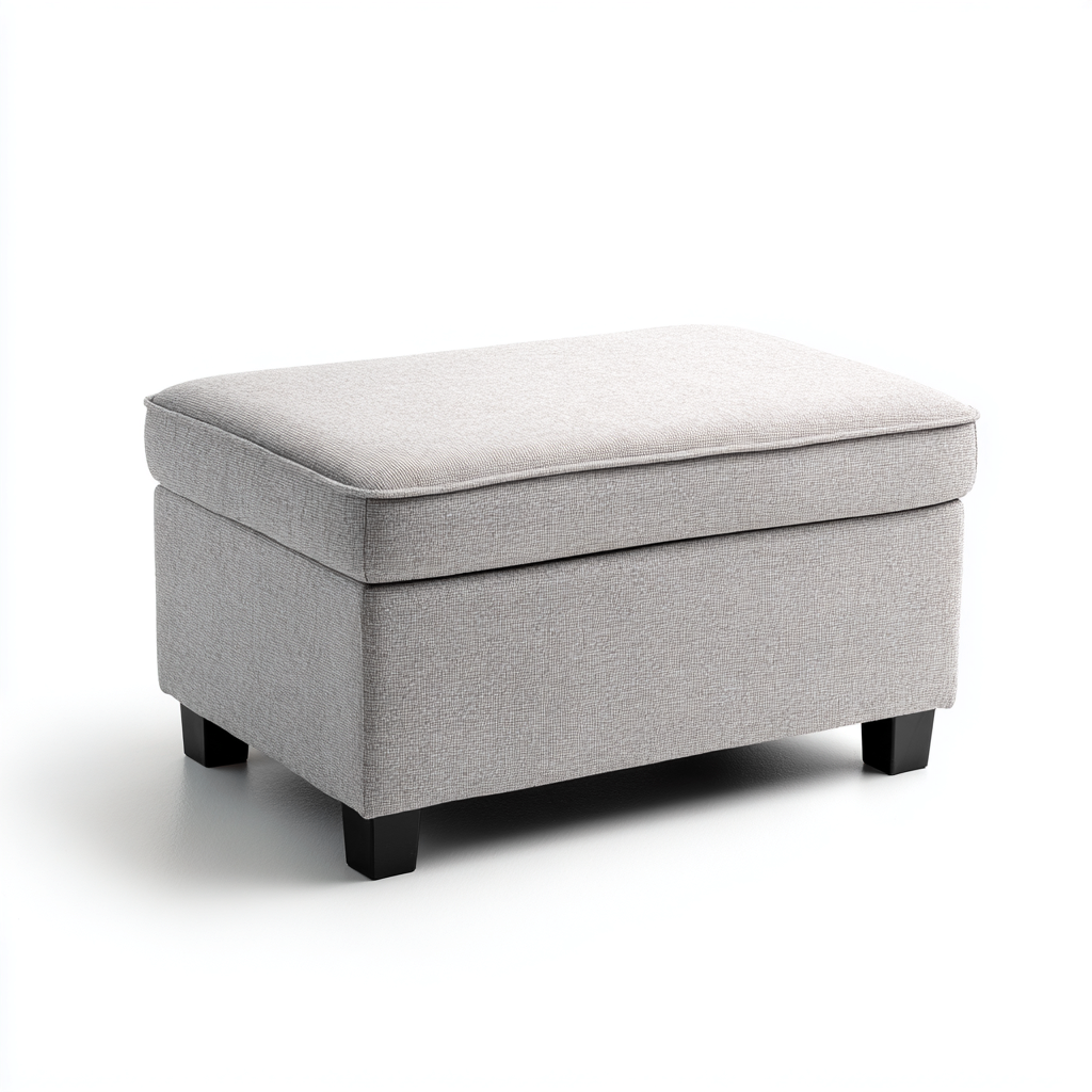 Pouf Tissu Rectangulaire 68x42x38 Cm - Gris Clair - Adapté Pour Salon - Style Moderne-Havengetnest
