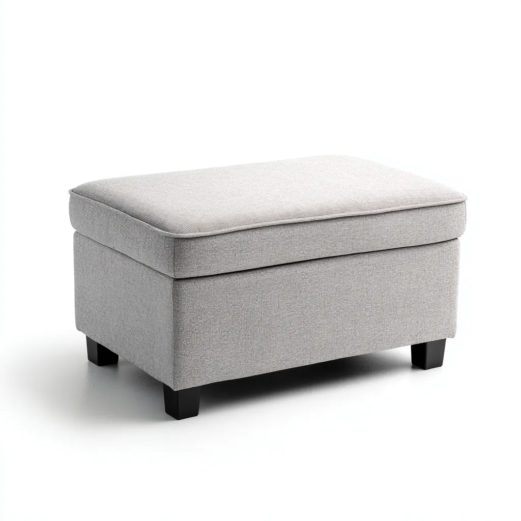 Pouf Tissu Rectangulaire 68x42x38 Cm - Gris Clair - Adapté Pour Salon - Style Moderne-Havengetnest