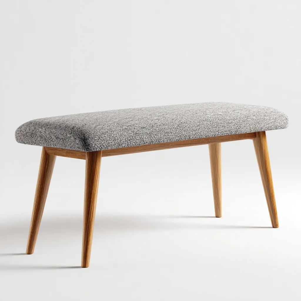 Banc D'Entrée Tissu Et Bois 100X38X47 Cm - Gris-Chêne - Style Scandinave-Havengetnest