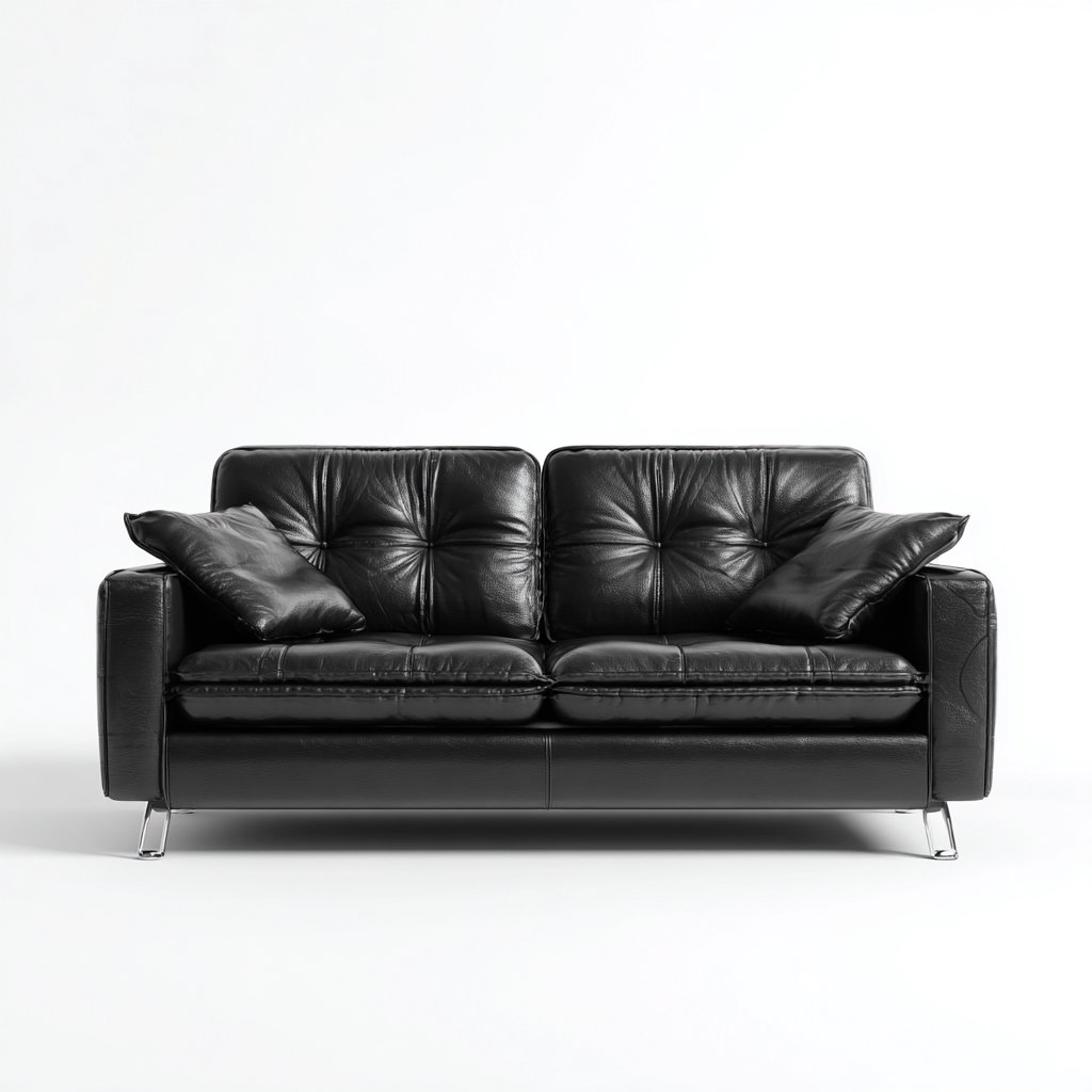 Canapé Droit Cuir 180x85x85 Cm - Noir - Adapté Pour Salon - Design Moderne-Havengetnest