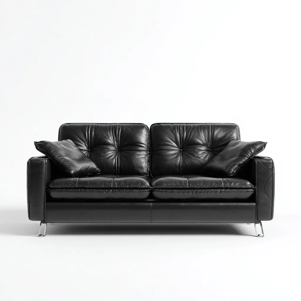 Canapé Droit Cuir 180x85x85 Cm - Noir - Adapté Pour Salon - Design Moderne-Havengetnest