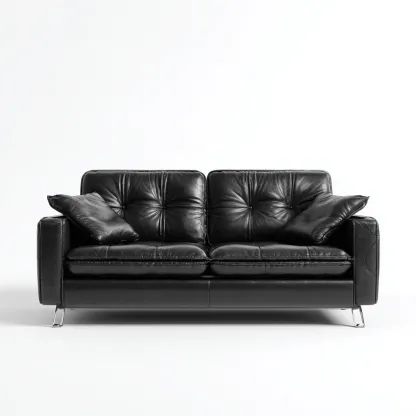 Canapé Droit Cuir 180x85x85 Cm - Noir - Adapté Pour Salon - Design Moderne-Havengetnest