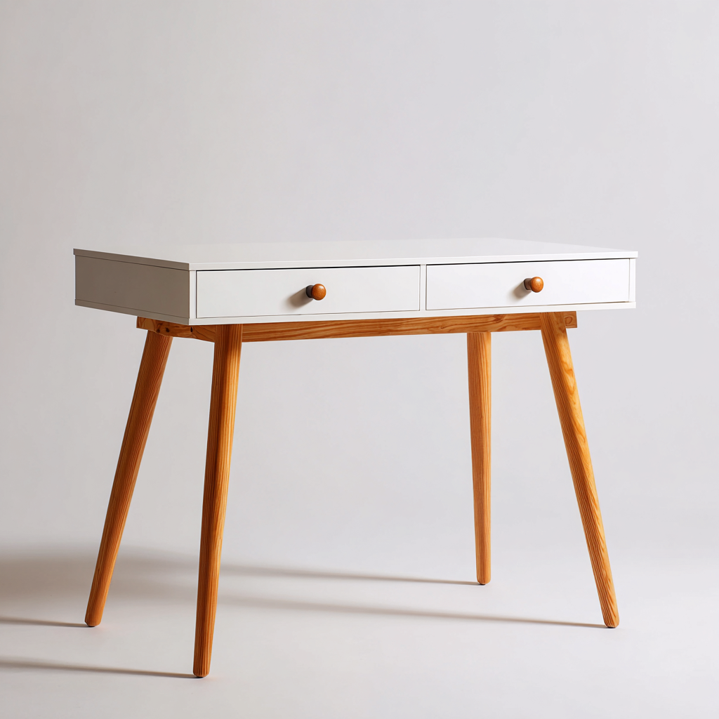 Bureau Bois Et Mdf 120X55X75 Cm - Blanc-Chêne - Style Scandinave-Havengetnest