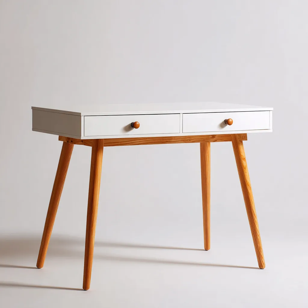 Bureau Bois Et Mdf 120X55X75 Cm - Blanc-Chêne - Style Scandinave-Havengetnest