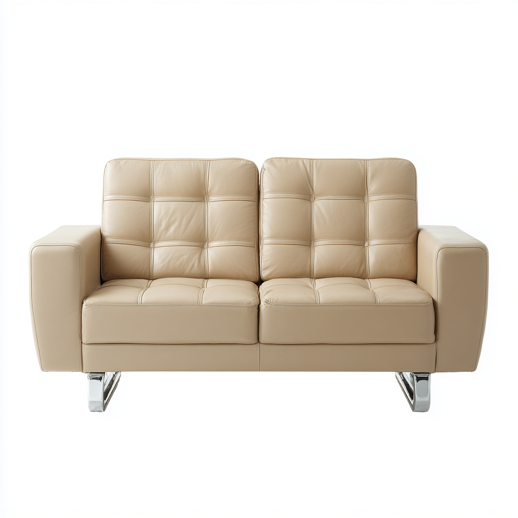 Canapé Droit Cuir 155x85x90 Cm - Beige - Adapté Pour Salon - Style Moderne-Havengetnest