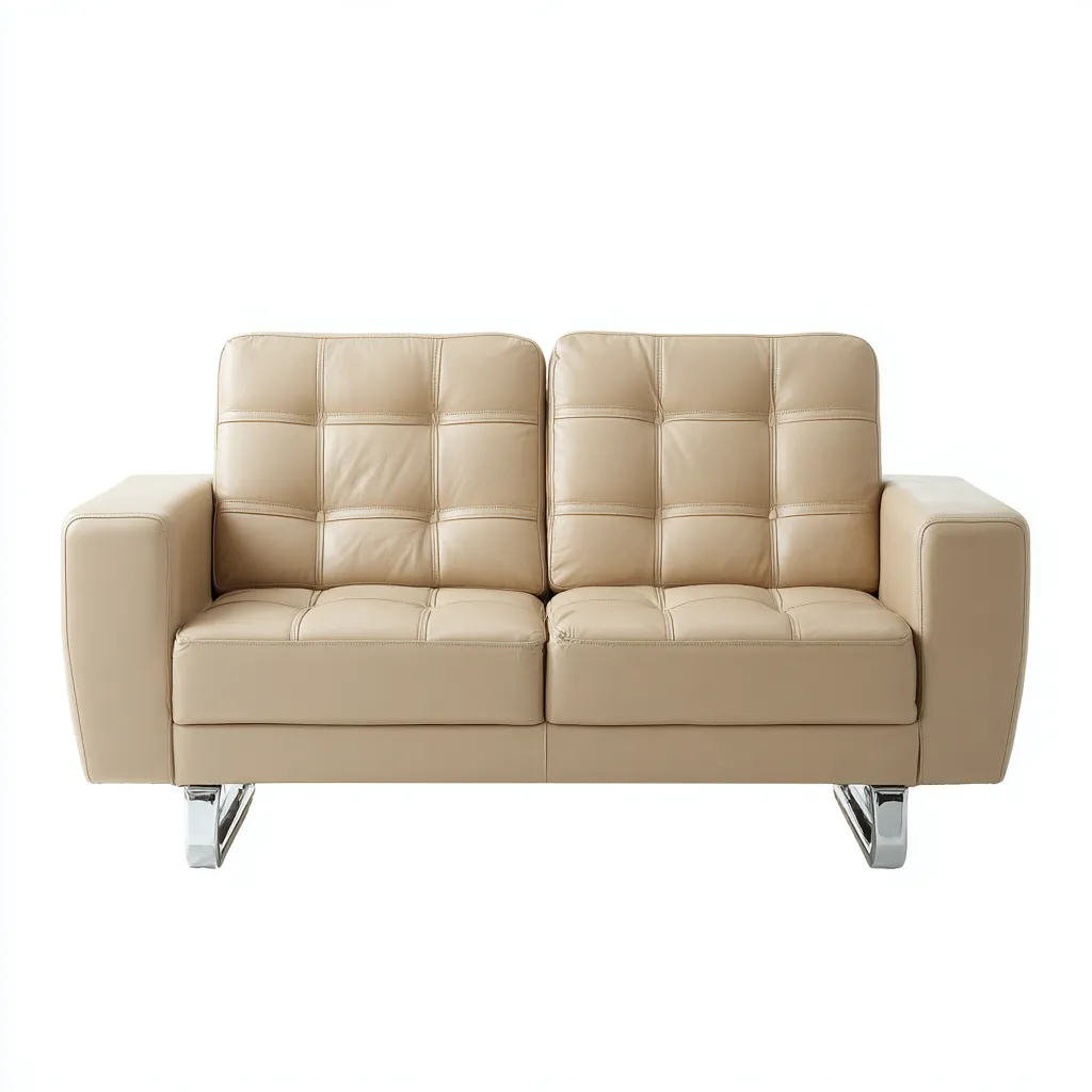 Canapé Droit Cuir 155x85x90 Cm - Beige - Adapté Pour Salon - Style Moderne-Havengetnest