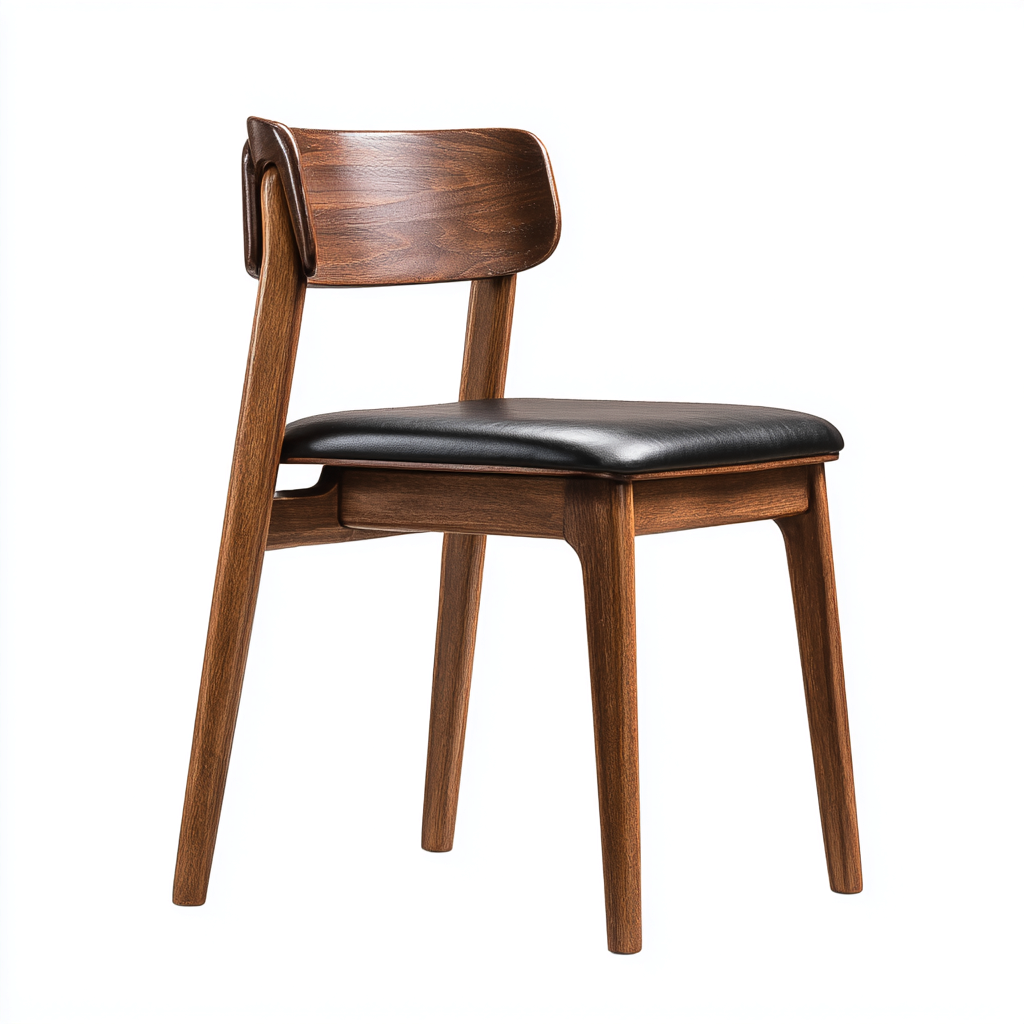 Chaise De Salle À Manger-Bois Et Simili Cuir-47X50X78 Cm-Noir-Noyer-Style Scandinave-Havengetnest