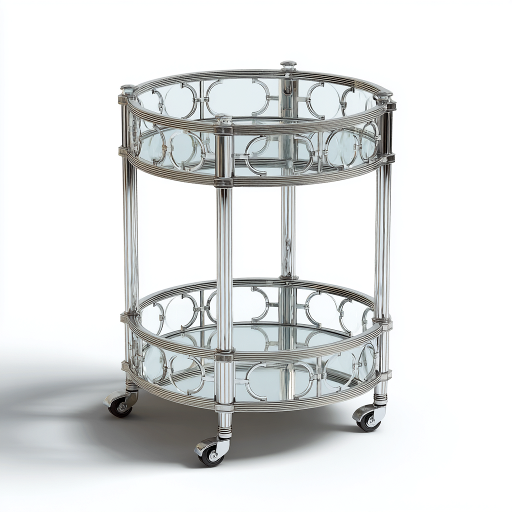 Dessertes Et Chariots Métal Argenté Et Verre 50x50x75 Cm - Argenté-Transparent - Adaptée Pour Salon - Design Moderne-Havengetnest