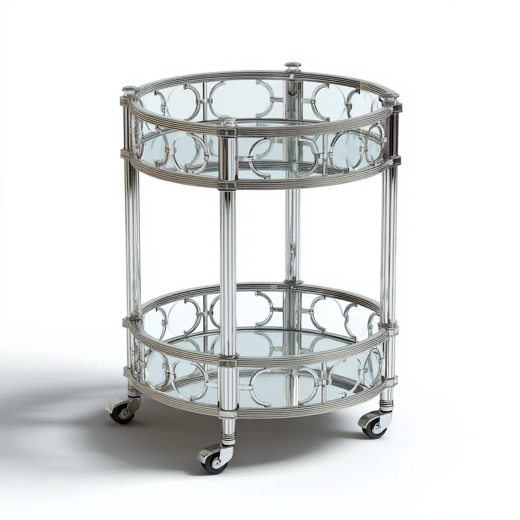 Dessertes Et Chariots Métal Argenté Et Verre 50x50x75 Cm - Argenté-Transparent - Adaptée Pour Salon - Design Moderne-Havengetnest