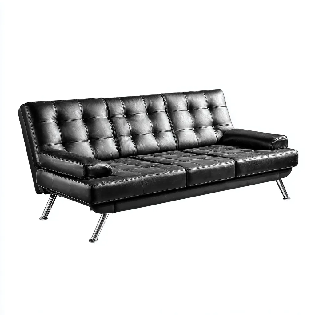 Canapé Droit Similicuir 190x90x88 Cm - Noir - Adapté Pour Salon - Style Moderne-Havengetnest