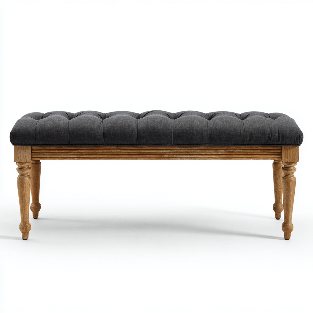 Banc D'Entrée-Tissu-110X40X45 Cm-Gris-Usage Entrée-Style Classique-Havengetnest