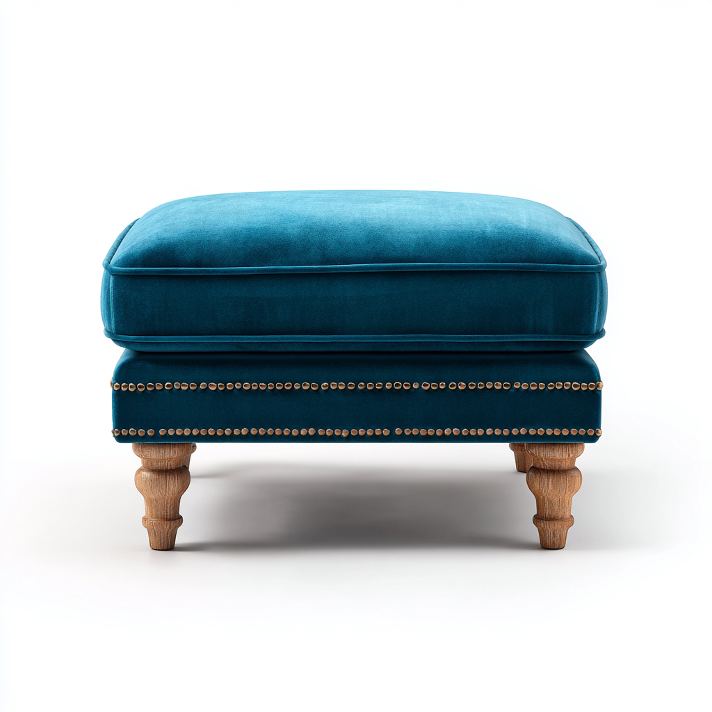 Pouf Velours 60x60x45 Cm - Bleu Canard - Adapté Pour Salon - Style Classique-Havengetnest