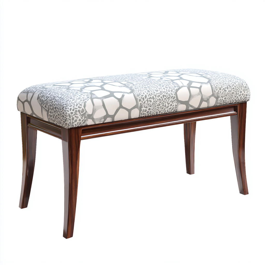 Banc D'Entrée Tissu Et Bois 95X38X48 Cm - Blanc-Gris - Style Classique Élégant-Havengetnest