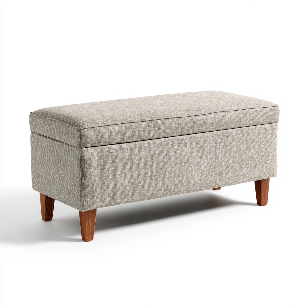 Banc D'Entrée Tissu Et Bois 105X40X48 Cm - Beige - Style Moderne Avec Rangement-Havengetnest
