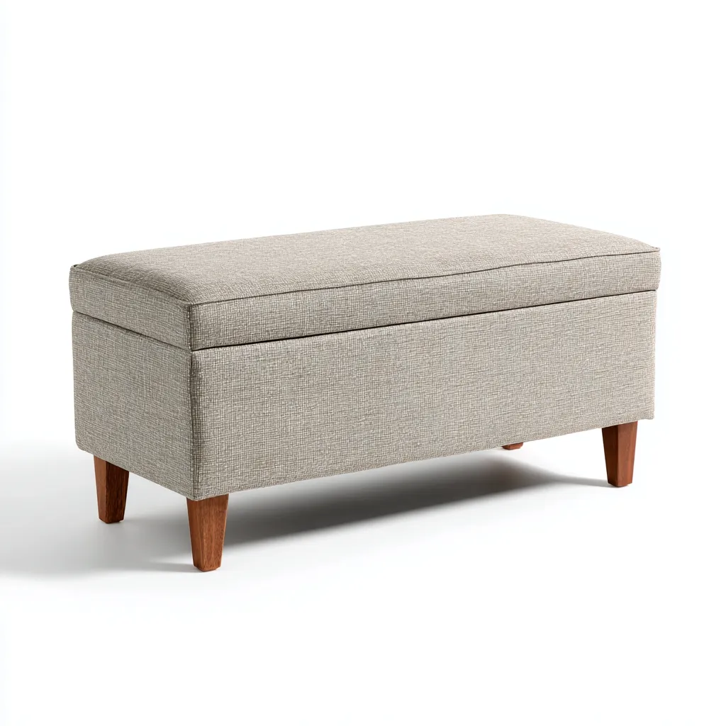 Banc D'Entrée Tissu Et Bois 105X40X48 Cm - Beige - Style Moderne Avec Rangement-Havengetnest