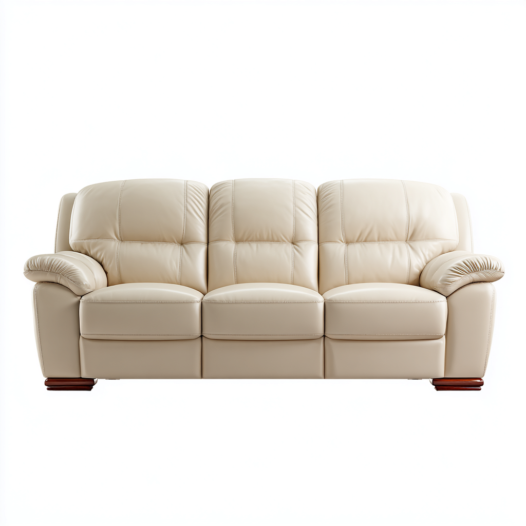 Canapé Droit Cuir 200x90x95 Cm - Beige - Adapté Pour Salon - Style Contemporain-Havengetnest